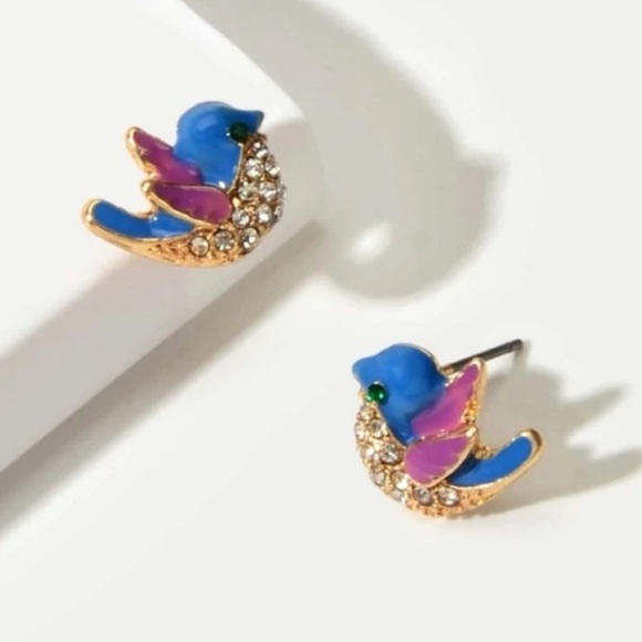 Brielle Rhinestone Bird Post Earrings - Picture 1 of 3